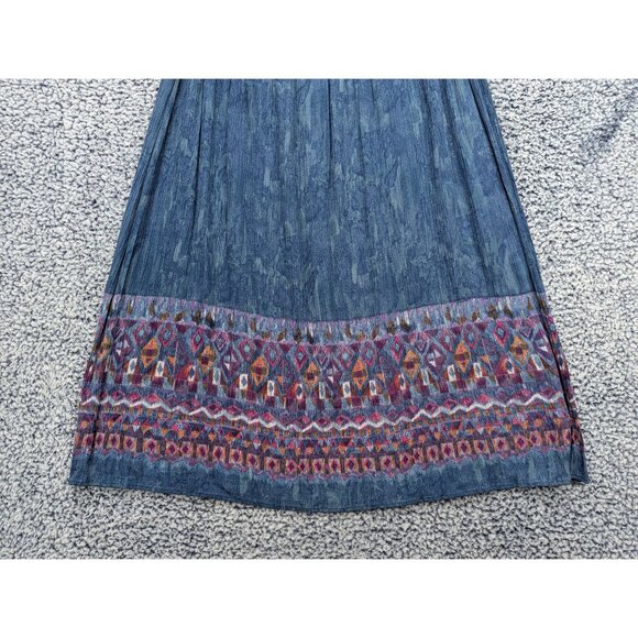 Vintage Carole Little Boho Maxi Skirt Size 12 Western Southwestern Country Blue - Picture 3 of 10